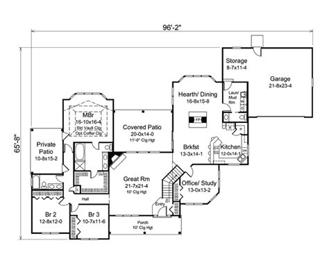 Ranch Style House Plan - 3 Beds 2.5 Baths 2487 Sq/Ft Plan #57-610 ...