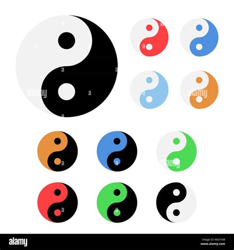 Set of different colors yin and yang icons illustration Stock Vector ...