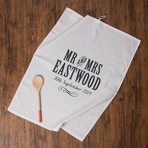 Personalised Mr And Mrs Anniversary Tea Towel Cotton in 2021 | Tea ...