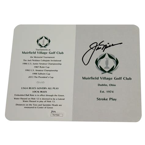 Lot Detail - Jack Nicklaus Signed Muirfield Village Golf Club Scorecard JSA #T67566