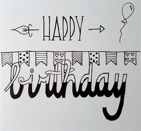 Happy birthday Handlettering | Kaart ideeën verjaardag, Verjaardagskaart ideeën, Verjaardag kaarten