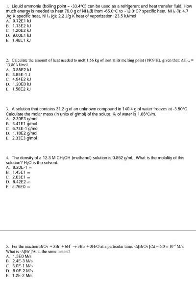 Solved 1. Liquid ammonia (boiling point -33.4 C ) can be | Chegg.com