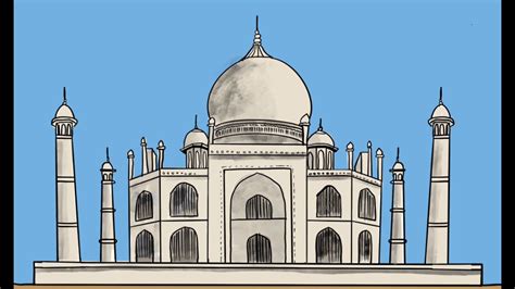 How to draw Taj Mahal easily. Easy drawing - YouTube