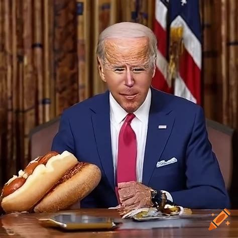 Joe biden eating hot dog on Craiyon