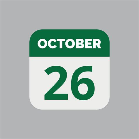 October 26 Calendar Date Icon 23203019 Vector Art at Vecteezy