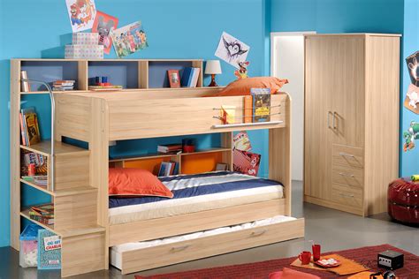 Lively Colorful Boys Room Space Saving Bunk Bed Designs