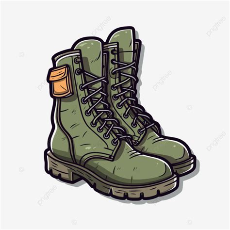 Military Army Boot Illustration Clipart Vector, Sticker Design With ...