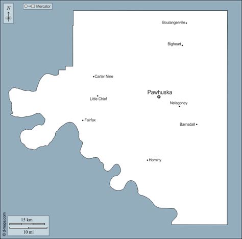 Osage County free map, free blank map, free outline map, free base map outline, main cities, names