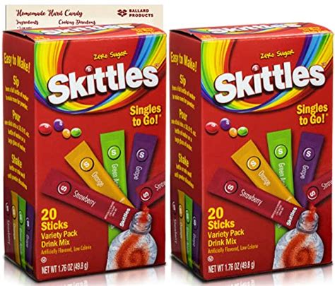 Skittles Singles to Go Drink Mix Packets | 2 Pack - 40 Total Water Flavor Packets | Zero Sugar ...