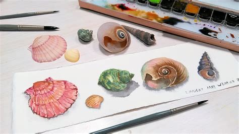 How To Paint 5 Seashells in Watercolor Layer by Layer - YouTube