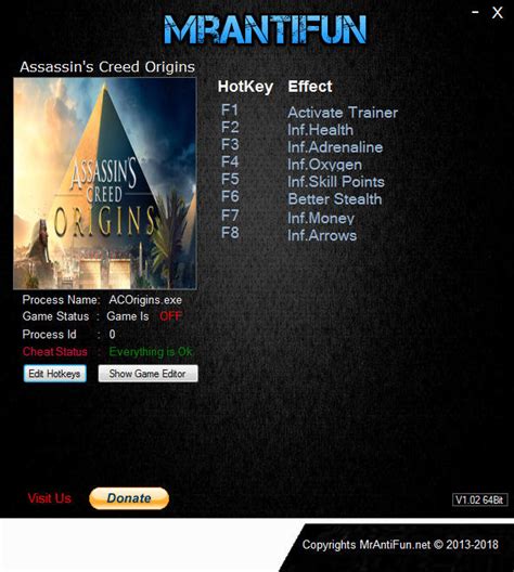 Assassin's Creed: Origins Trainer +6 v1.51 MrAntiFun - download pc cheat