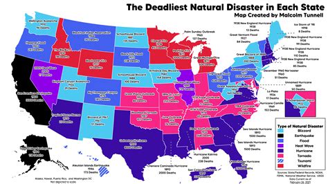 [OC] Deadliest Natural Disaster in Each State : r/dataisbeautiful