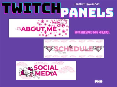 Pink Twitch Panels Cute Kawaii Aesthetic Cat White Pink - Etsy