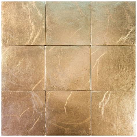 Gold, Square Handcrafted Authentic Gold Ceramic Tiles by Studio Sors For Sale at 1stdibs