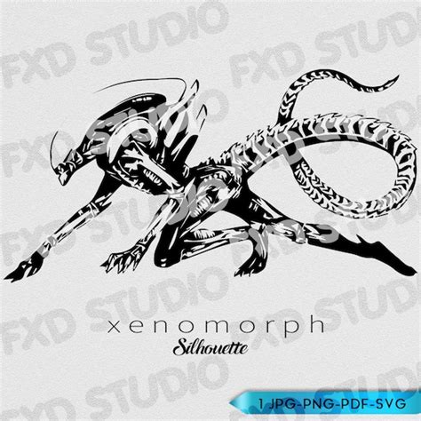 Xenomorph Silhouette Clip Art Image Alien Silhouette Alien | Etsy