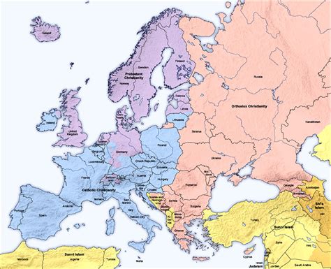 A map of religious majorities by region in Europe (1024×833) : r/MapPorn