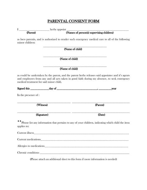 Child Traveling With One Parent Consent Form - Printable Consent Form