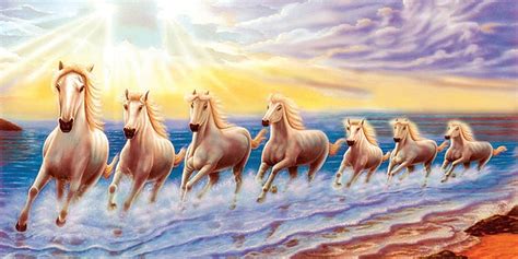 INCLUDE White 7 Horse Running Natural Vastu Painting (Vinyl, inches, Multicolour) : Home ...