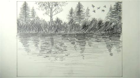 Lake Drawing Pencil