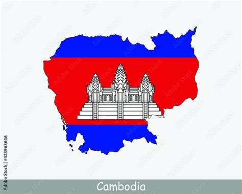 Cambodia Map Flag. Map of Cambodia with the Cambodian national flag ...