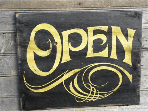 Open Sign hand painted faux vintage wooden sign