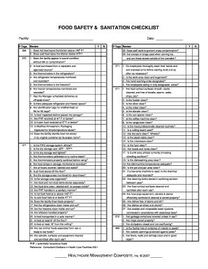 Fillable Online FOOD SAFETY amp SANITATION CHECKLIST - HM Composite Fax ...