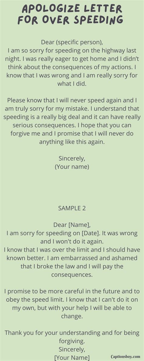 Apologize Letter For Over Speeding (10 Samples)