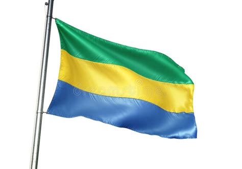 Gabon National Flag Waving Isolated On White Background Realistic 3d Illustration Stock ...
