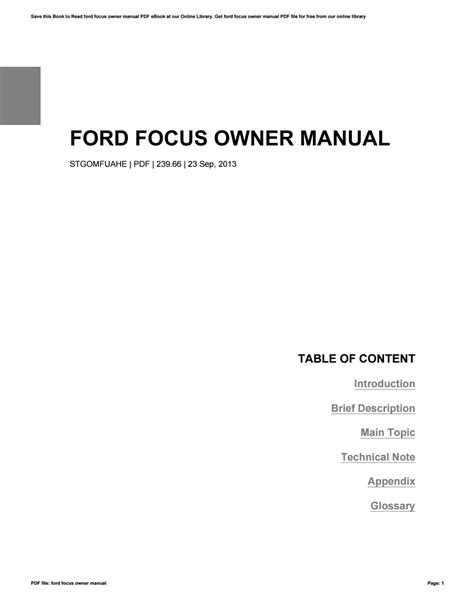 Ford focus owner manual by Amy - Issuu