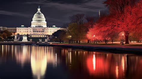 Premium AI Image | Night view of United States Capitol