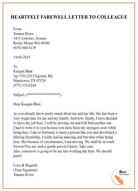 Farewell Letter to Colleagues/Coworker- Format, Sample & Example