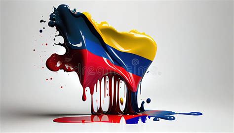 Liquid Paint Colors of Venezuela Flag Dripping and Explosion on White ...