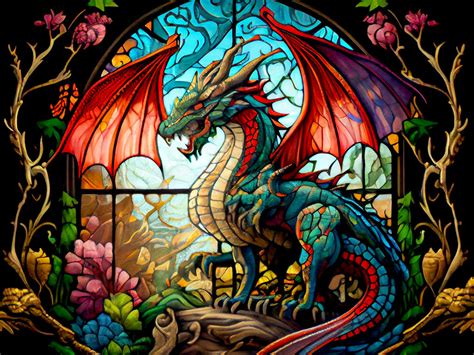 Dragon Stained Glass Window