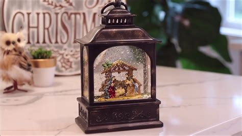 Nativity Scene Lighted Water Lantern 8" Christmas Snow Globe Swirling Glitter - YouTube