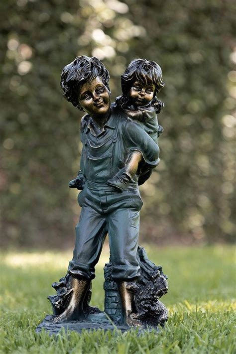 Bronze Boy & Girl Garden Statues Children Sculpture Outdoor Decor ...