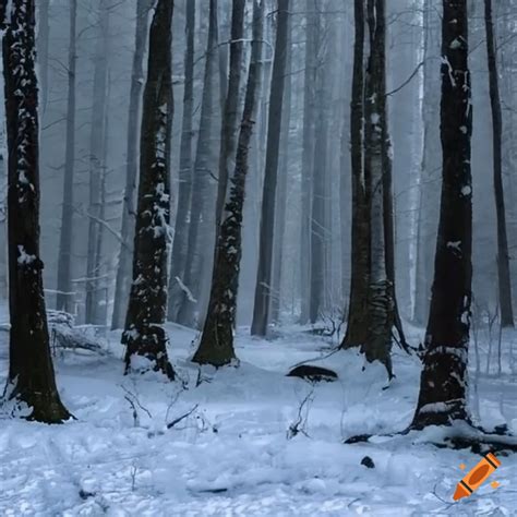 Winter forest scenery on Craiyon