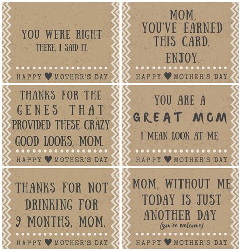 Funny Mother's Day Poem Card Printables - Crafty Morning