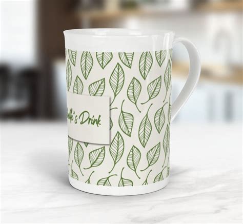 Personalised Natural Patterns Leaves Fine Bone China Mug Set ...