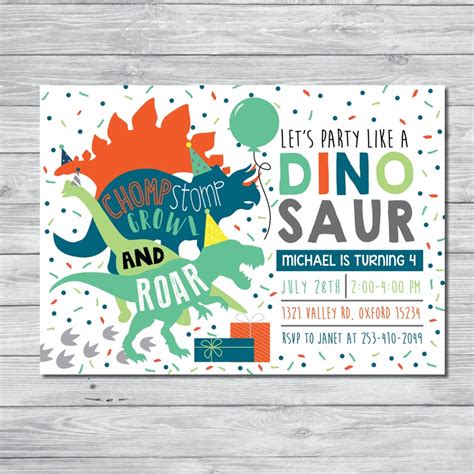 Dinosaur Birthday Party Invitation Dinosaur Birthday Boy | Etsy