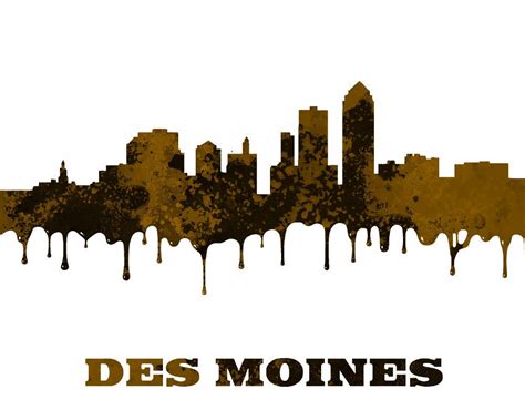 Des Moines Skyline Print Des Moines City Outline by ArtPrints4All