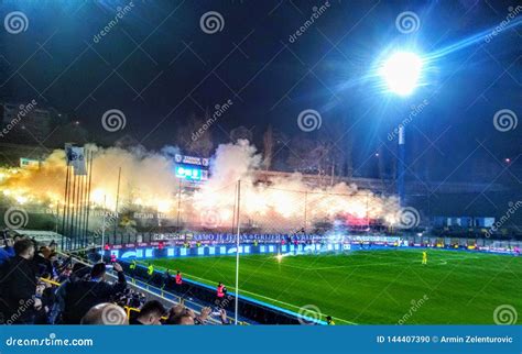 Pyro show editorial image. Image of football, soccer - 144407390