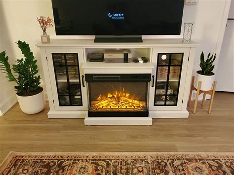 $46/mo - Finance AMERLIFE 59'' Fireplace TV Stand, 3-Sided Glass ...