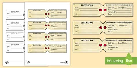 Evacuee Gas Mask Box Labels - Evacuation WW2 Facts KS2