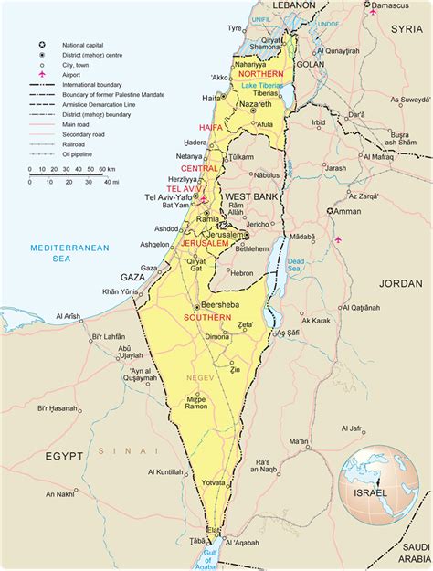 Israel Map, Jerusalem - Asia