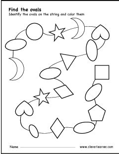 Free oval shape activity worksheets for preschool children