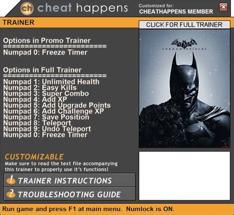 Batman: Arkham Origins +1 Trainer for 1.0 Download, Screenshots