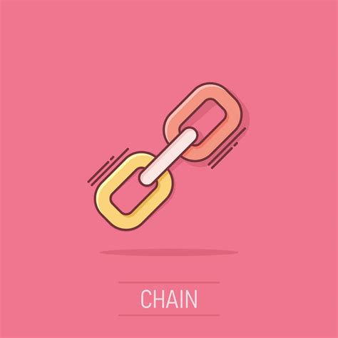 Chain sign icon in comic style. Link vector cartoon illustration on white isolated background ...