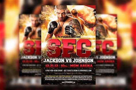 Black, Red MMA Fight-Night Flyer Template Featuring Sparks and Flames ...