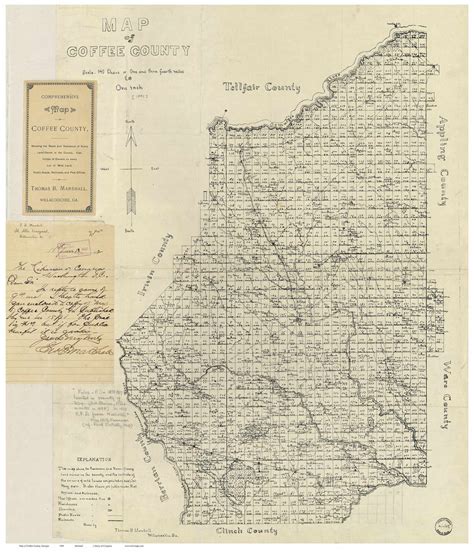 Coffee County Old 1891 Map Georgia Wall Map With Homeowner - Etsy