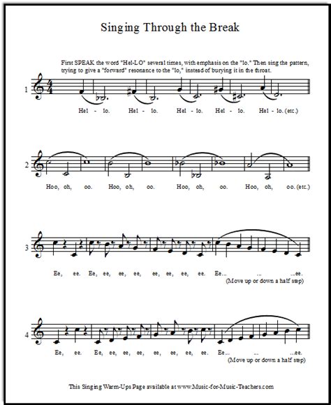 Vocal Warm-Up Exercises for Bridging Head to Chest Voice